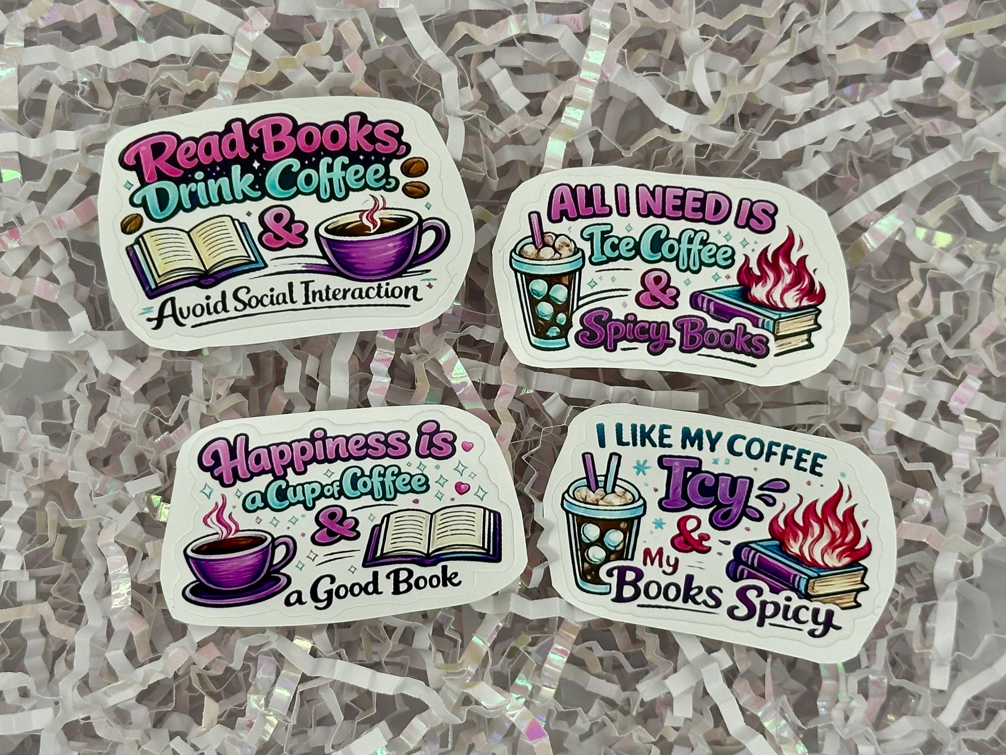 Coffee & Book Stickers Individual